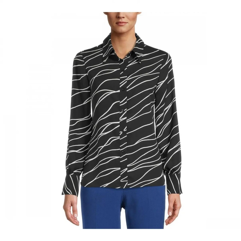 Bar III Black and White Women's Button down Top